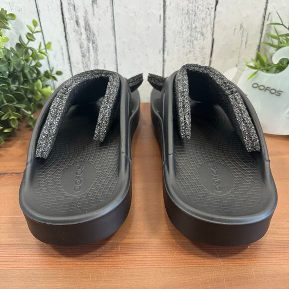 Oofos Ooriginal Unisex Black Recovery Sandals Size M10/W12 - Picture 6 of 7